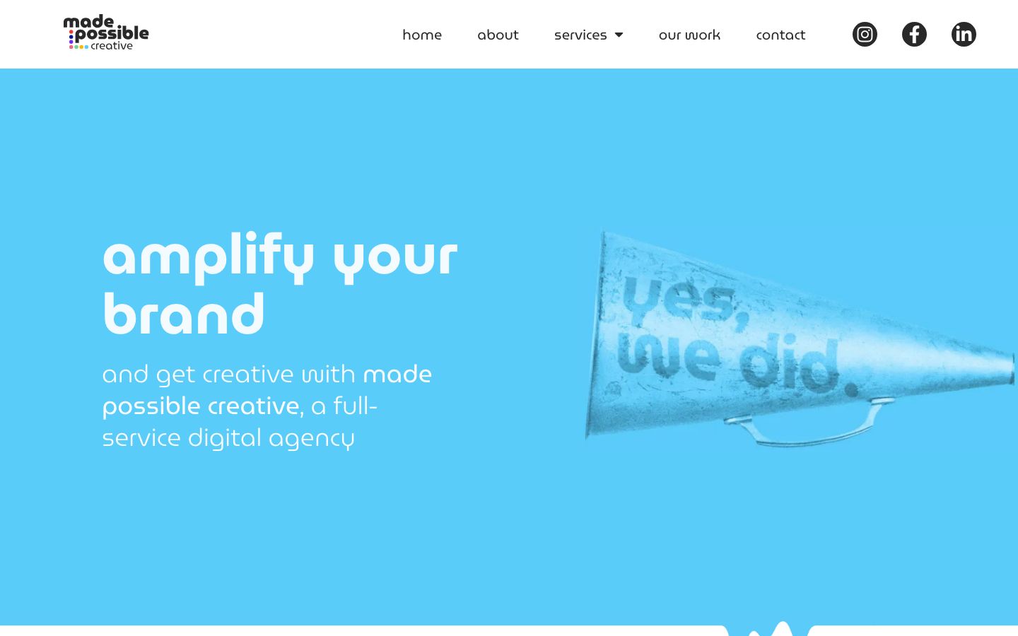 Screenshot of the Made Possible Creative website